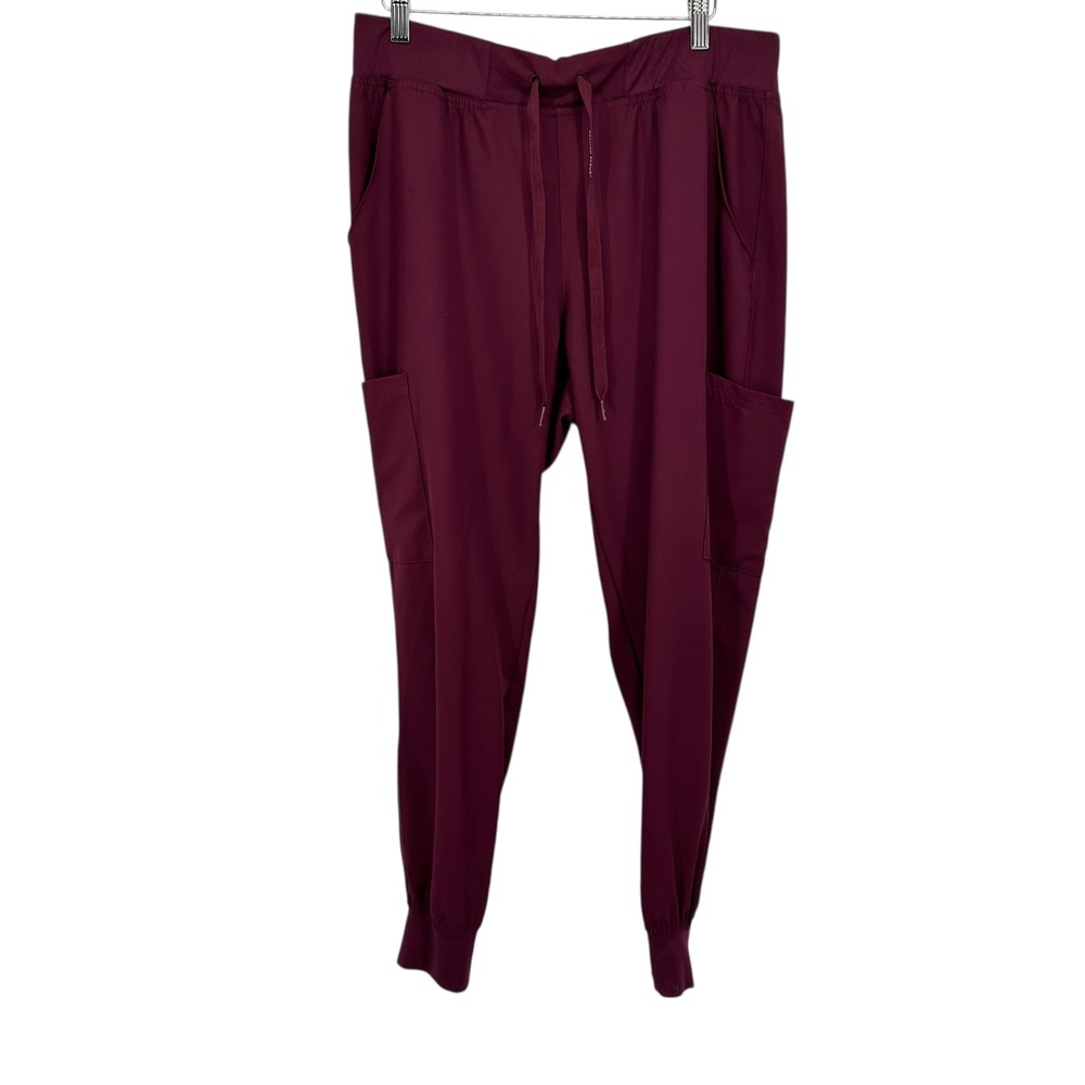 Beyond Scrubs‎ Burgundy Jogger Pants Women's L Medical Workwear Pockets